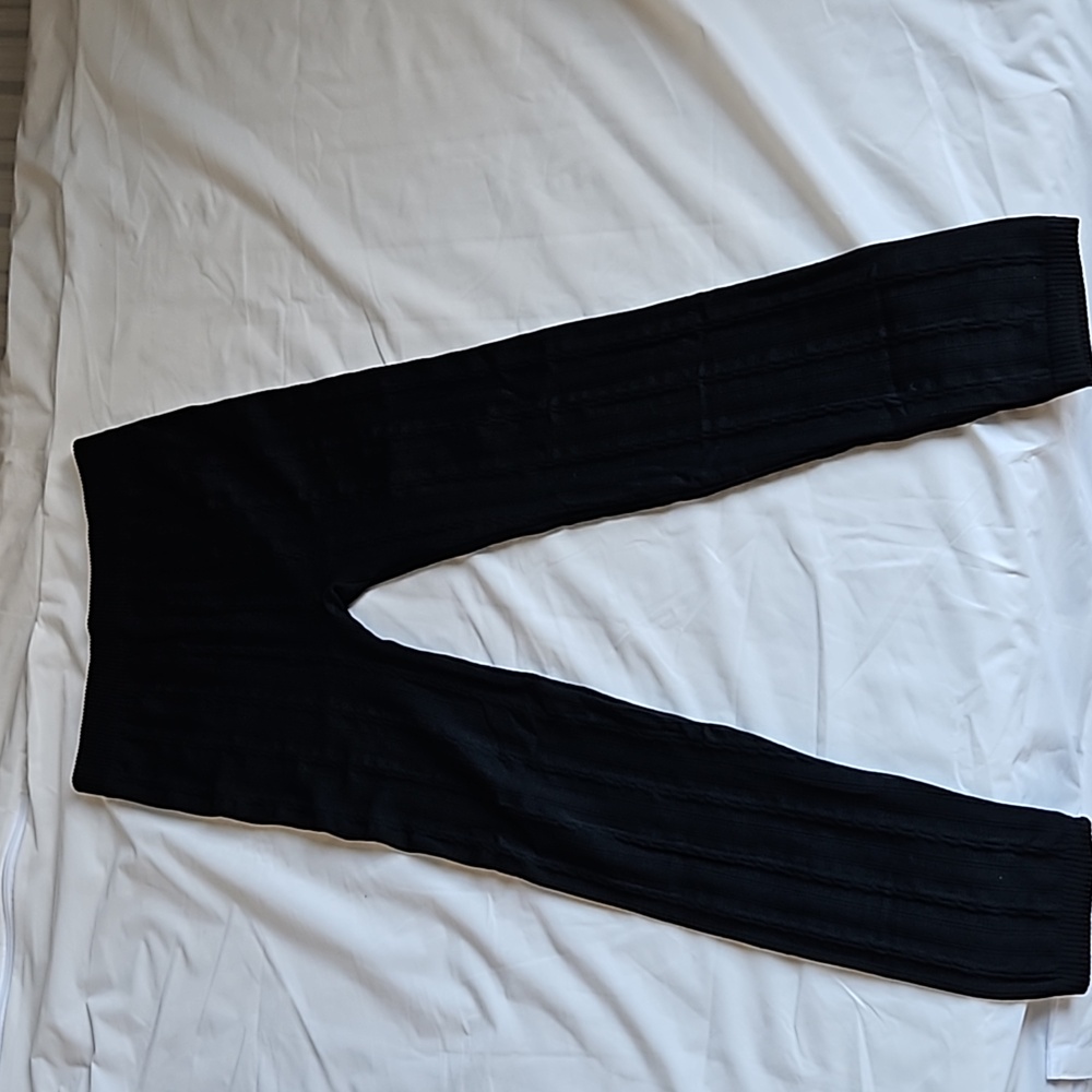 West Loop Black Textured Fleece Lined Leggings Size Large